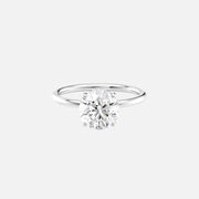  The Solitaire Low Profile Kamellie Round Moissanite Ring 18k White Gold 001