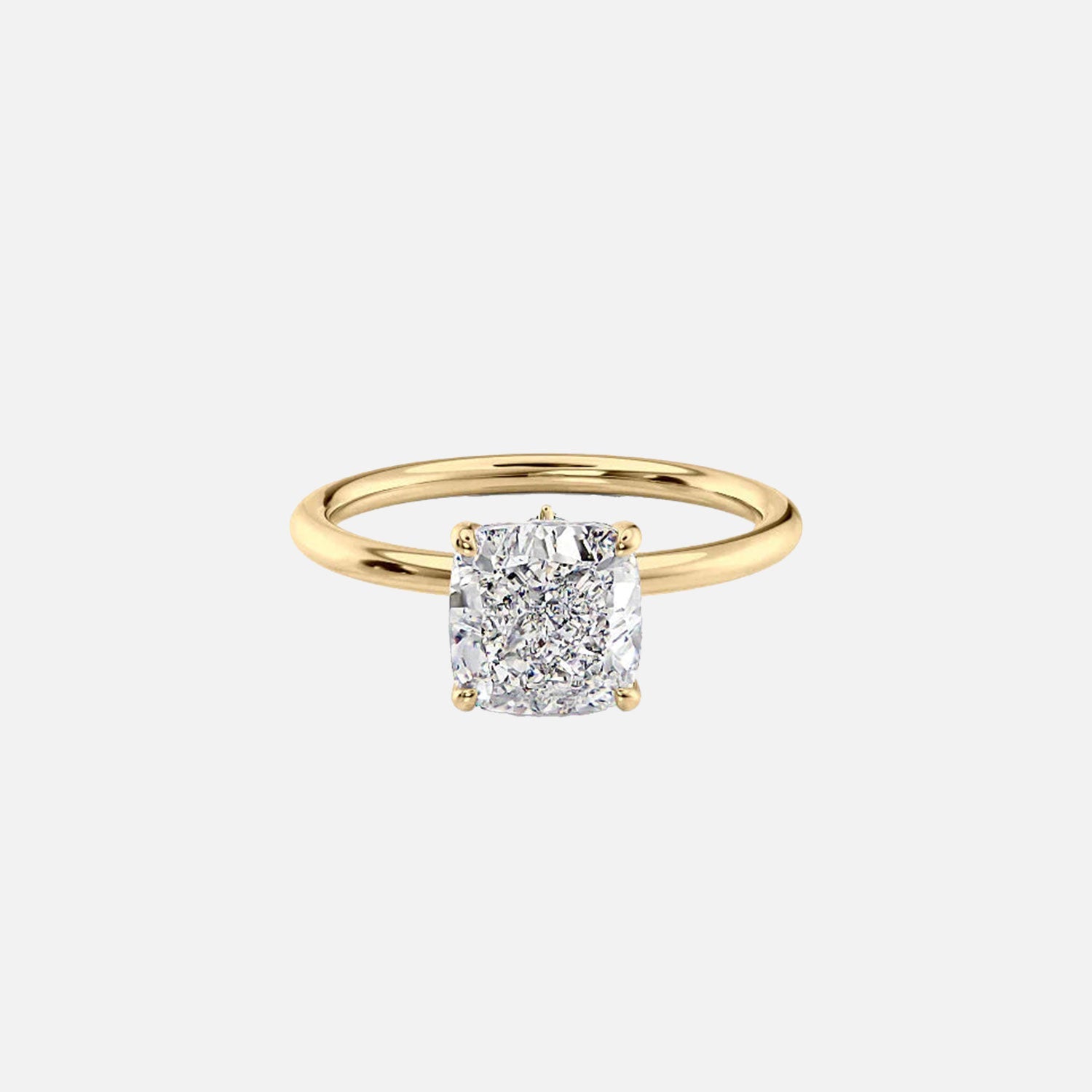 The Solitaire Luna Cushion Lab Diamond Ring 14k Yellow Gold 001