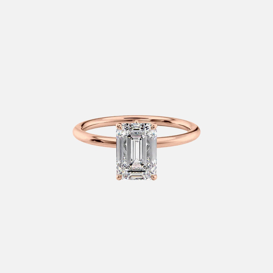  The Solitaire Luna Emerald Moissanite Ring 14k Rose Gold 001