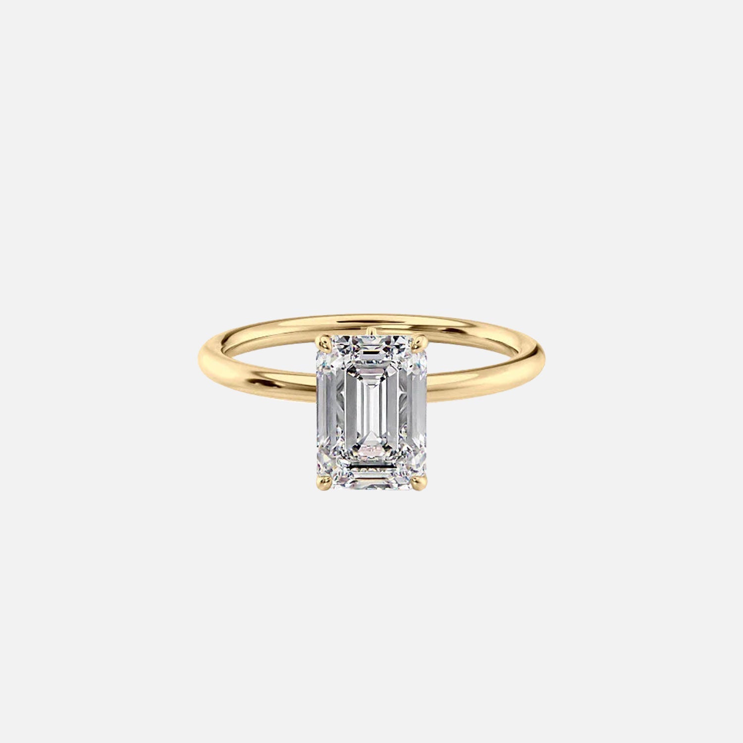 The Solitaire Luna Emerald Moissanite Ring 14k Yellow Gold 001