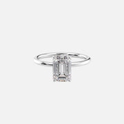  The Solitaire Luna Emerald Moissanite Ring 18k White Gold 001