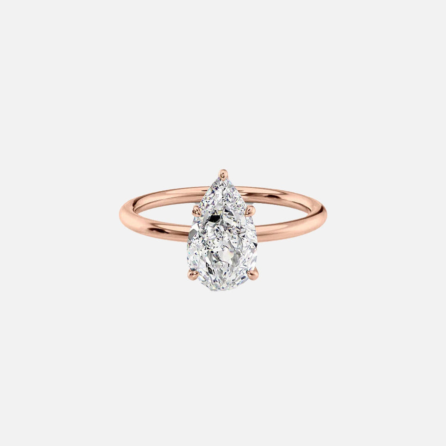  The Solitaire Luna Pear Moissanite Ring 14k Rose Gold 001