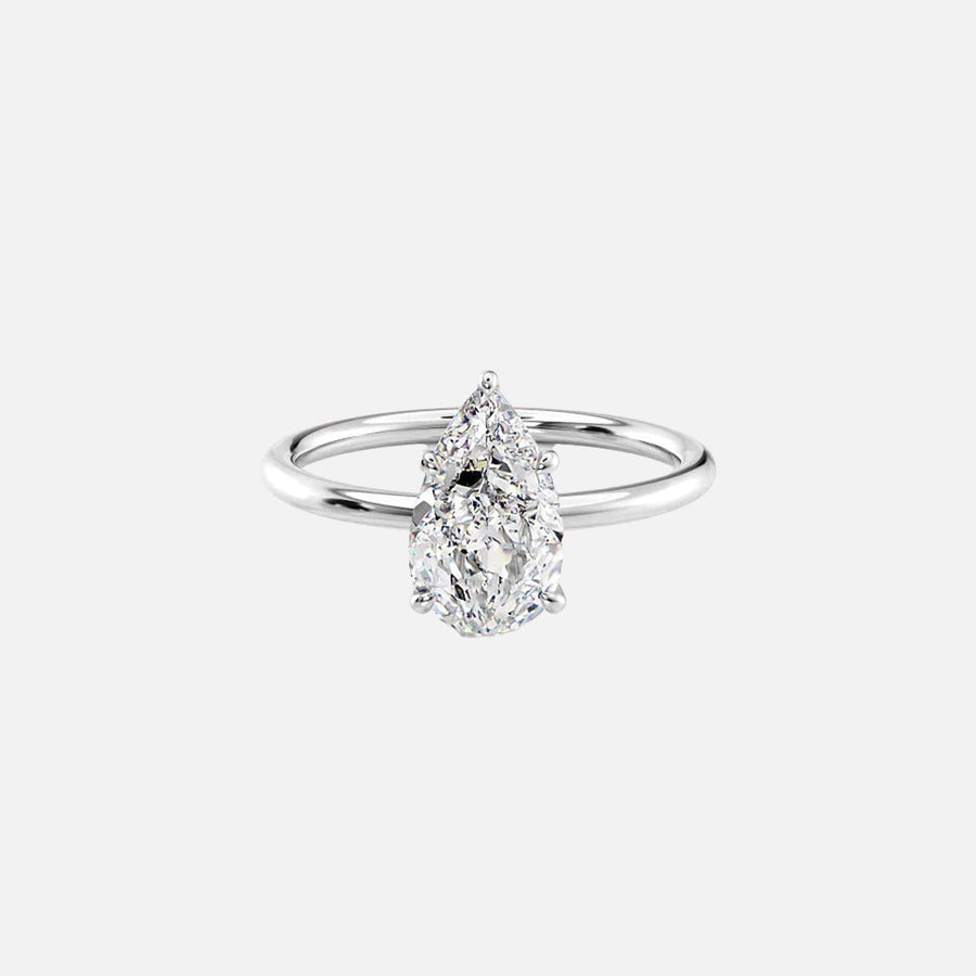  The Solitaire Luna Pear Moissanite Ring 18k White Gold 001