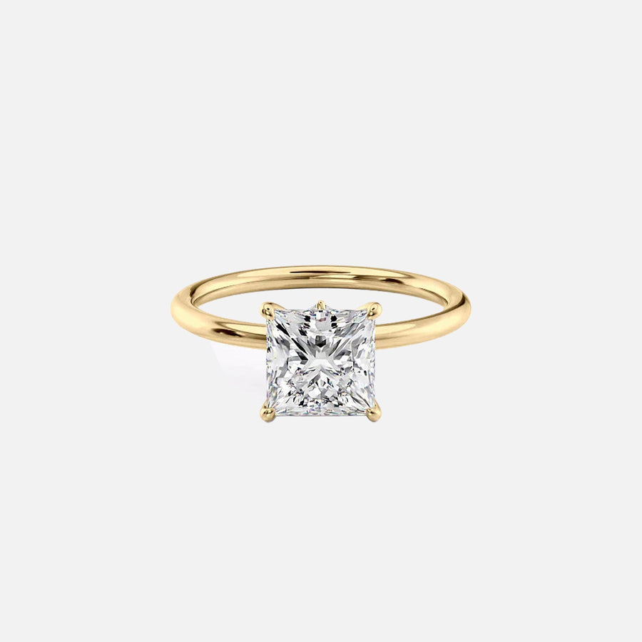 The Solitaire Luna Princess Lab Diamond Ring 14k Yellow Gold 001