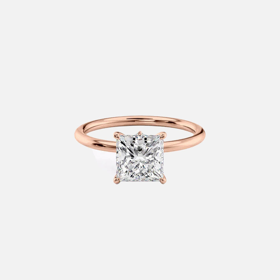  The Solitaire Luna Princess Lab Diamond Ring 18k Rose Gold 001