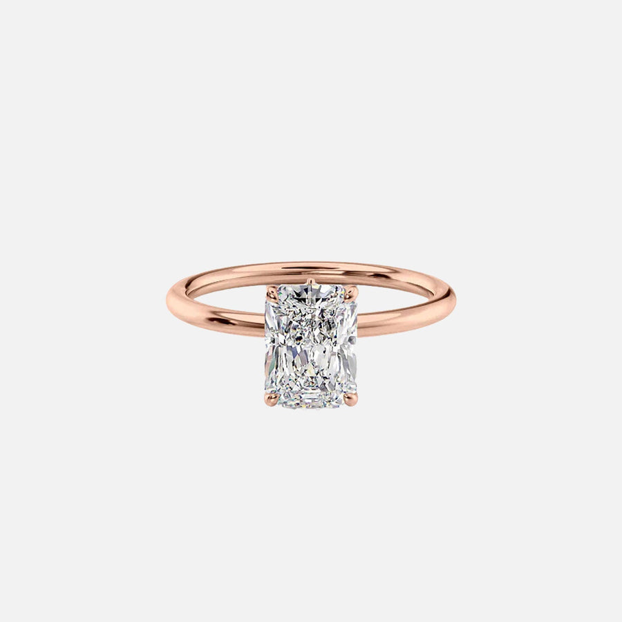  The Solitaire Luna Radiant Moissanite Ring 18k Rose Gold 001