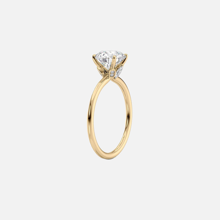  The Solitaire Luna Round Moissanite Ring 14k Yellow Gold 002