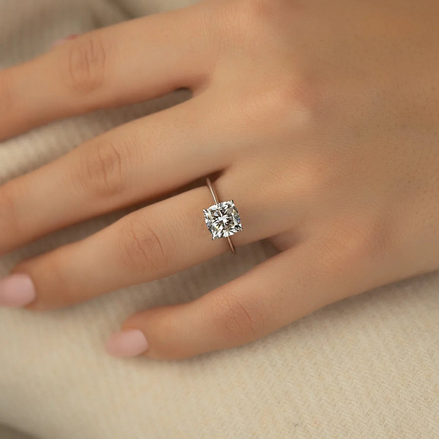  The Solitaire Madison Cushion Lab Diamond Ring 18k White Gold 003