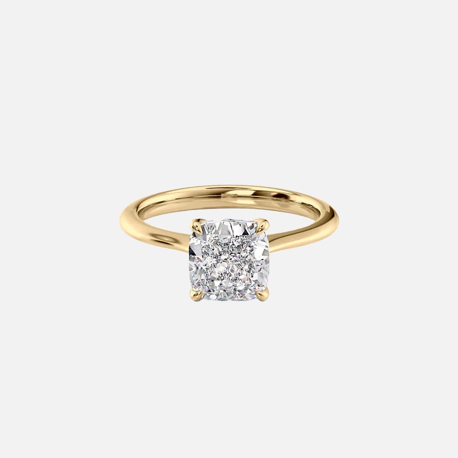 The Solitaire Madison Cushion Moissanite Ring 14k Yellow Gold 001