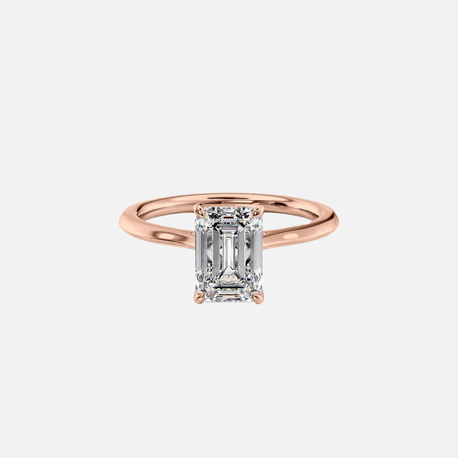  The Solitaire Madison Emerald Moissanite Ring 14k Rose Gold 001