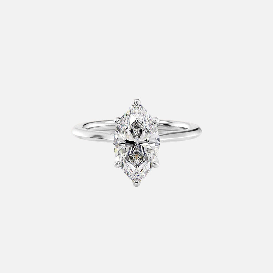  The Solitaire Madison Marquise Moissanite Ring 14k White Gold 001