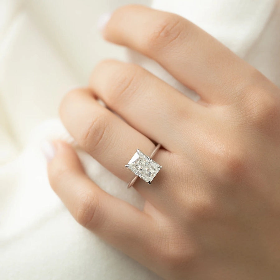  The Solitaire Madison Radiant Moissanite Ring 18k White Gold 003