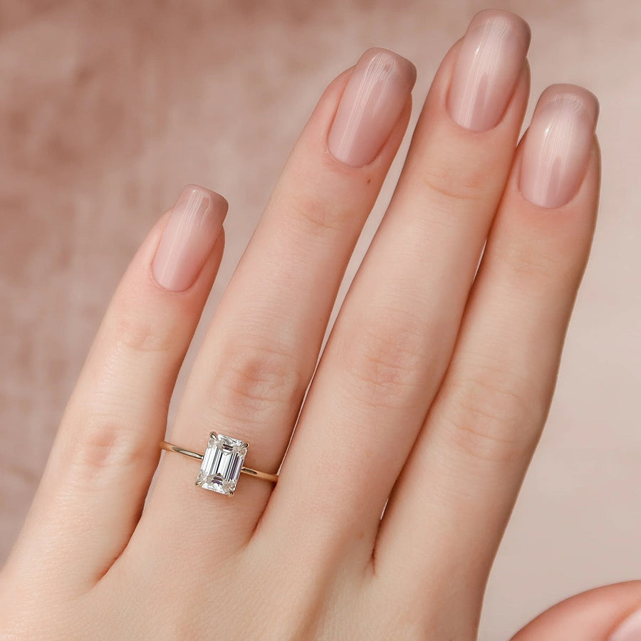  The Solitaire Maia Emerald Lab Diamond Ring 14k Yellow Gold 003