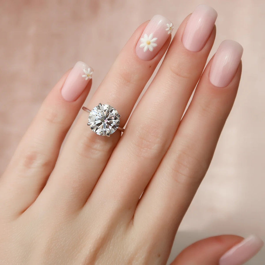  The Solitaire Maia Round Moissanite Ring 14k White Gold 003