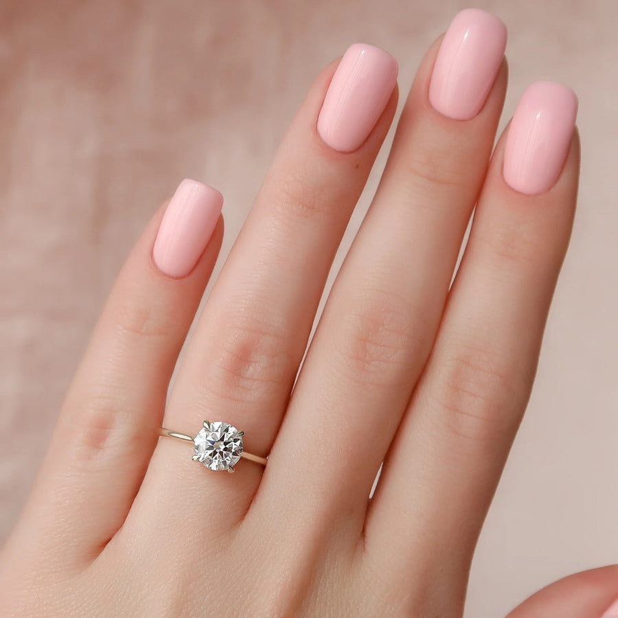  The Solitaire Maia Round Moissanite Ring 14k Yellow Gold 003