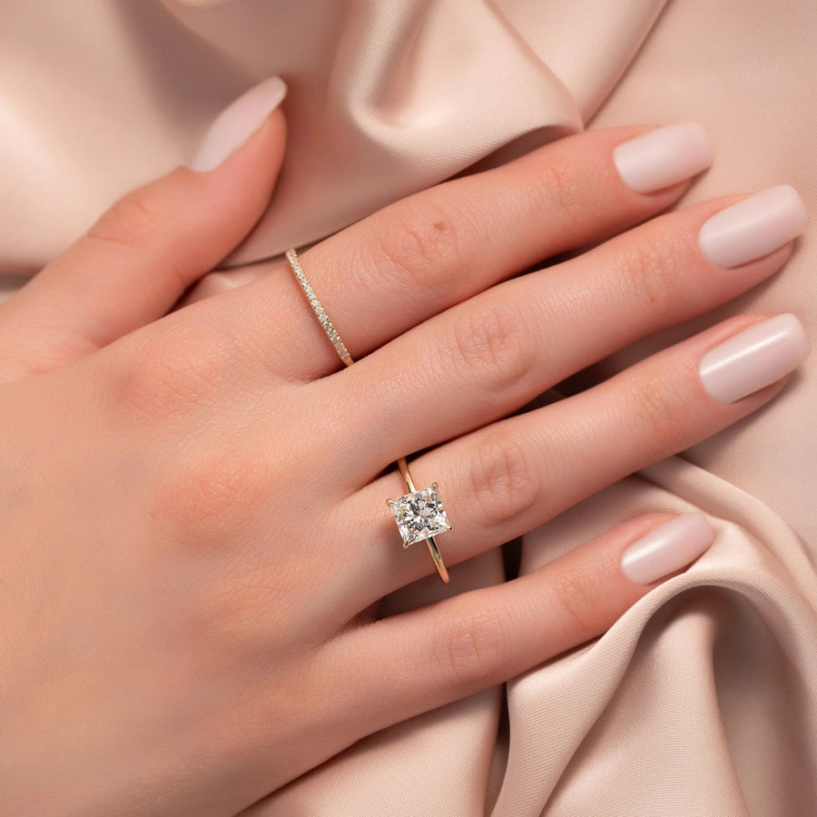  The Solitaire Margot Princess Lab Diamond Ring 14k Yellow Gold 003