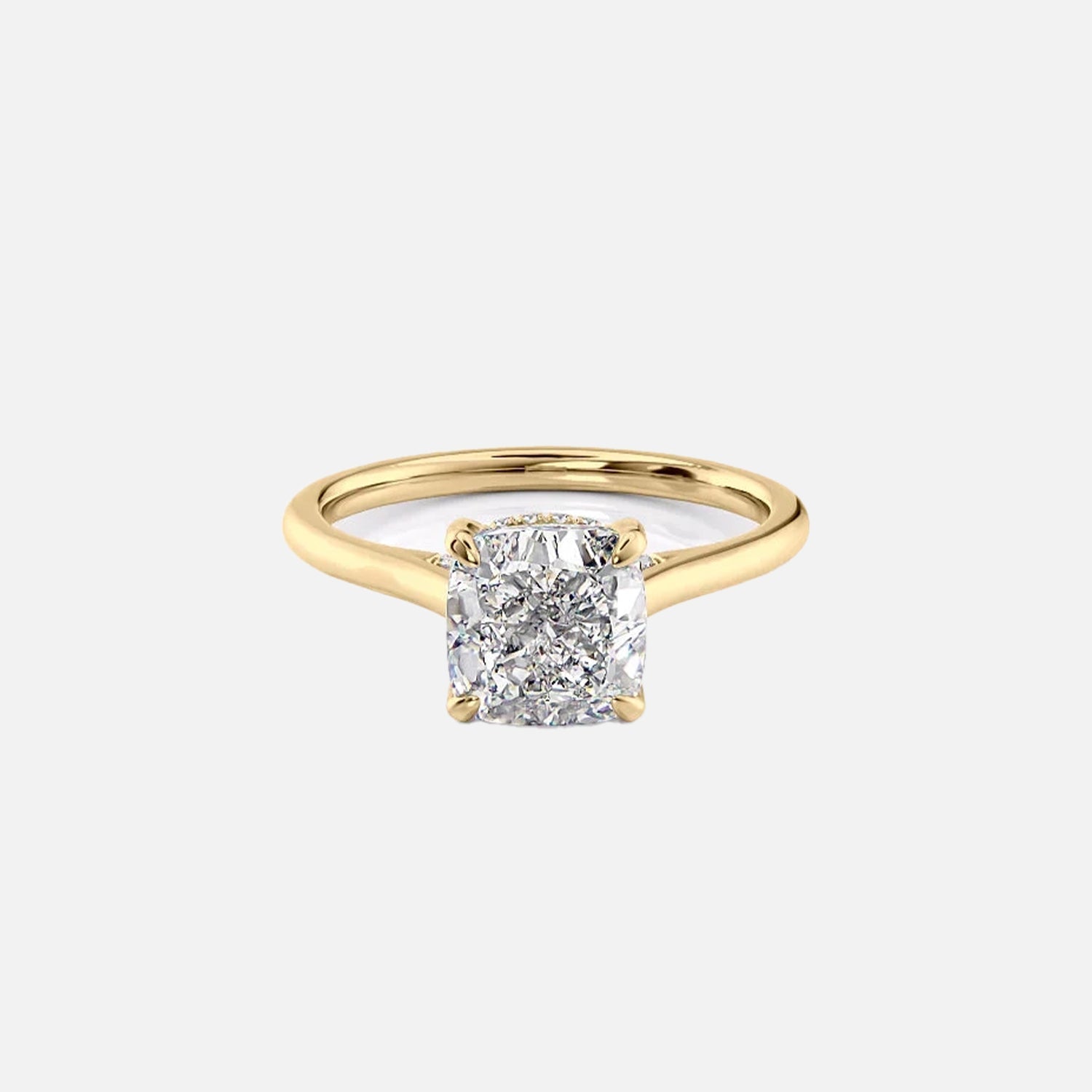 The Solitaire Natalie Cushion Lab Diamond Ring 14k Yellow Gold 001