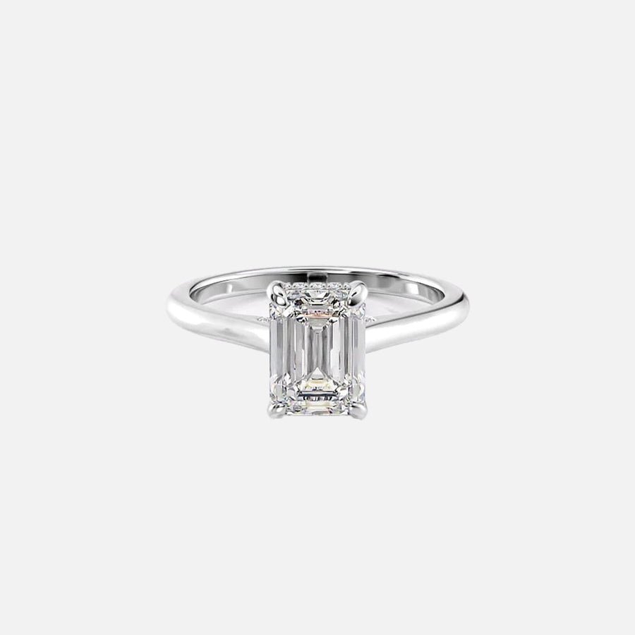  The Solitaire Natalie Emerald Lab Diamond Ring 14k White Gold 001