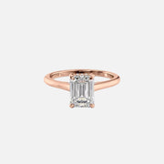  The Solitaire Natalie Emerald Moissanite Ring 14k Rose Gold 001