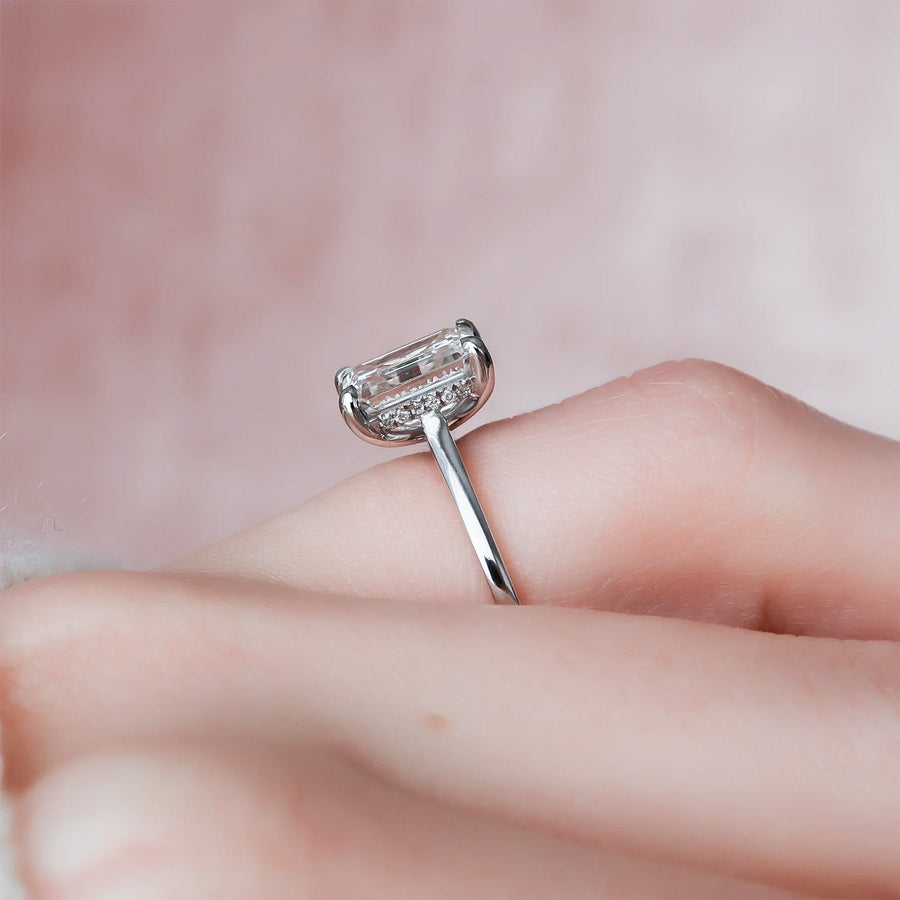  The Solitaire Natalie Emerald Moissanite Ring 14k White Gold 004 Final