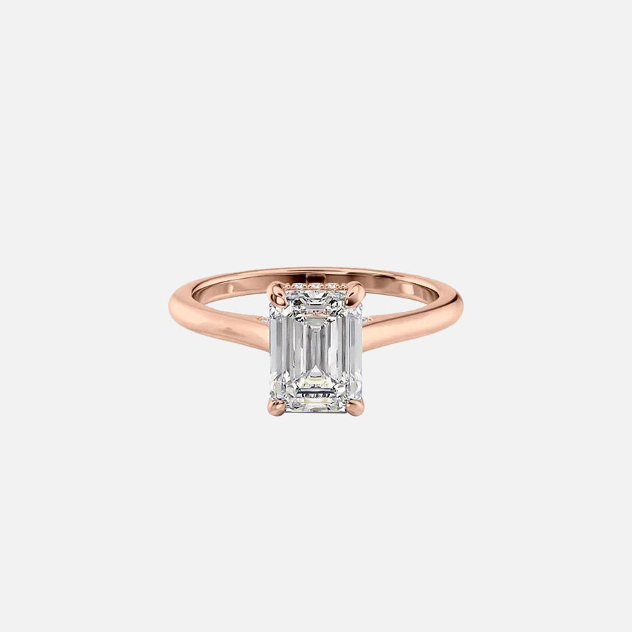  The Solitaire Natalie Emerald Moissanite Ring 18k Rose Gold 001
