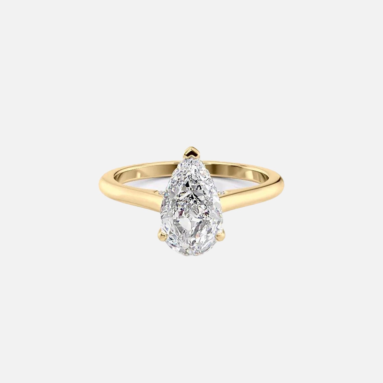 The Solitaire Natalie Pear Lab Diamond Ring 14k Yellow Gold 001
