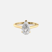 The Solitaire Natalie Pear Moissanite Ring 14k Yellow Gold 001