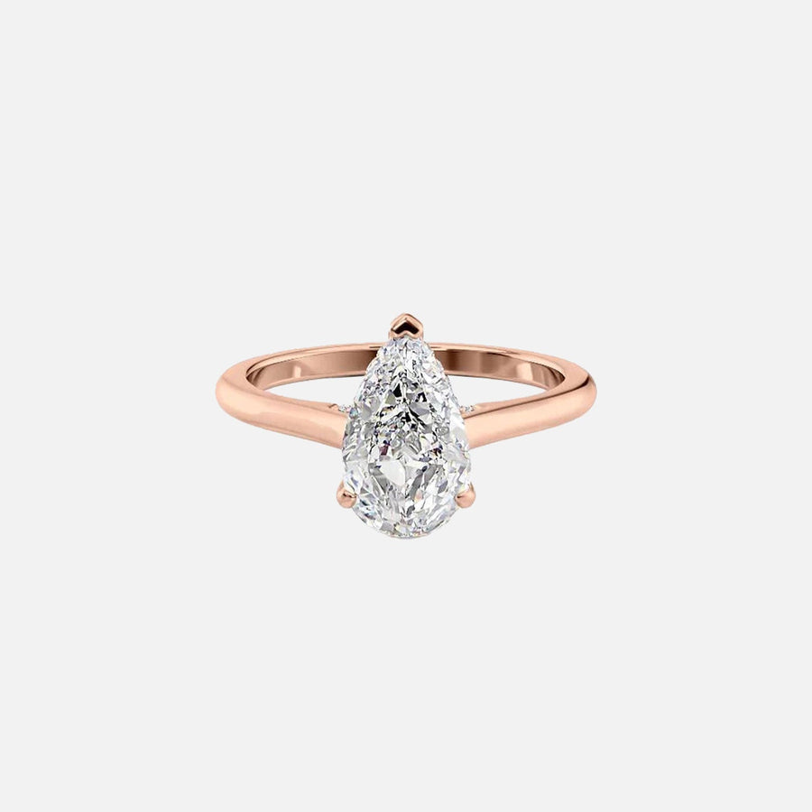  The Solitaire Natalie Pear Moissanite Ring 18k Rose Gold 001