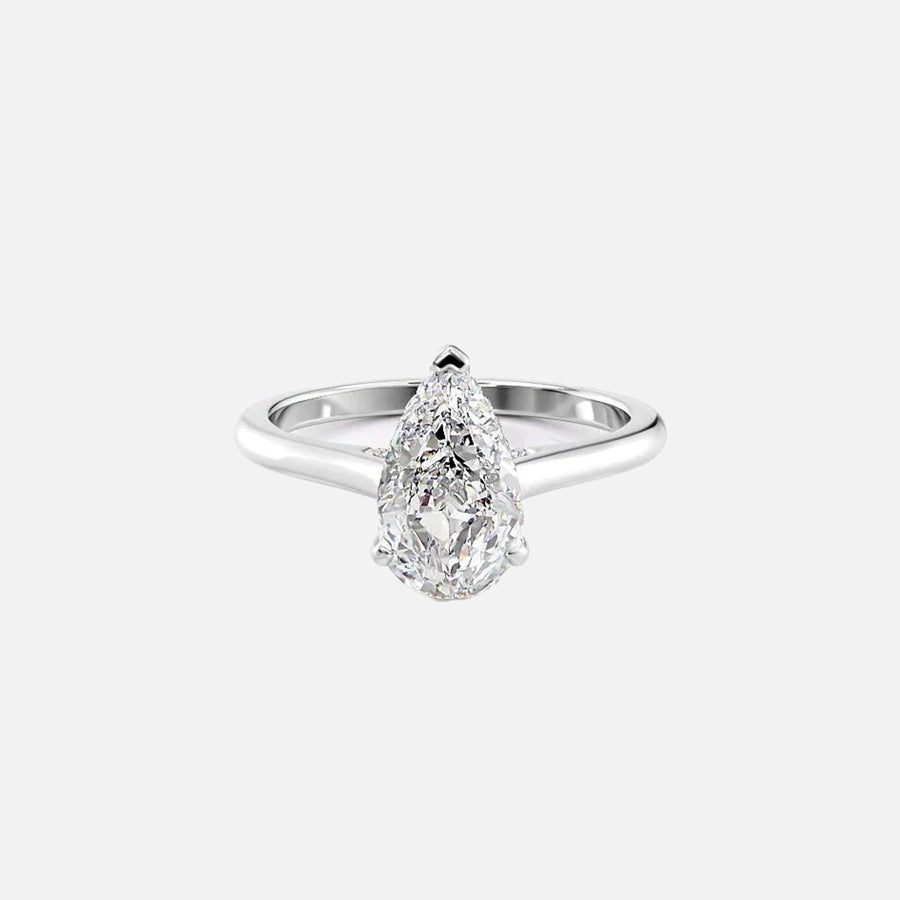  The Solitaire Natalie Pear Moissanite Ring 18k White Gold 001