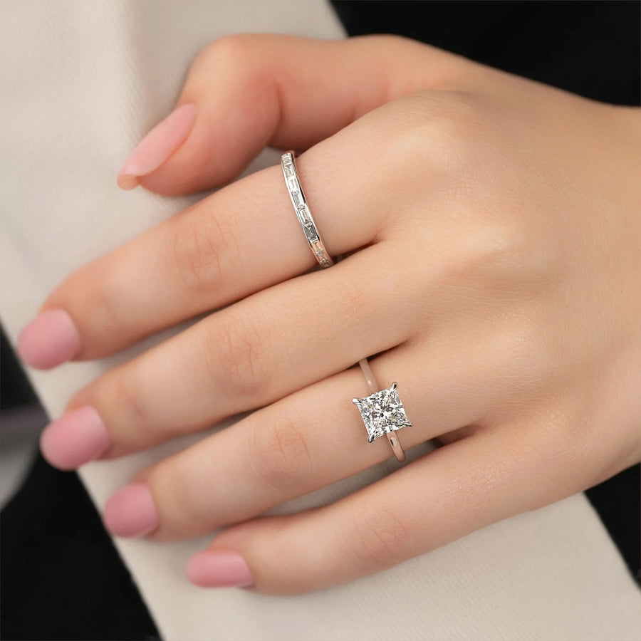  The Solitaire Natalie Princess Lab Diamond Ring 14k White Gold 004