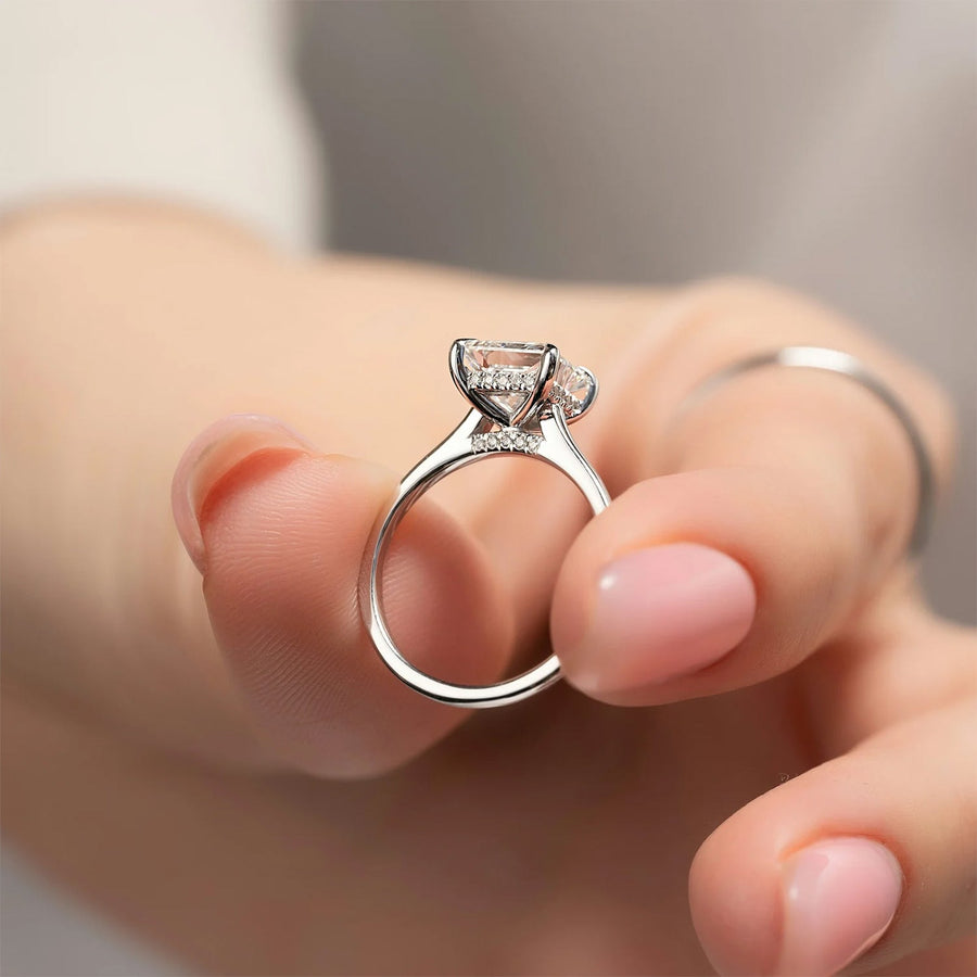  The Solitaire Natalie Princess Lab Diamond Ring 18k White Gold 003