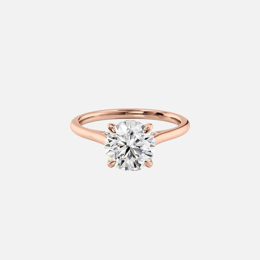  The Solitaire Natalie Round Moissanite Ring 14k Rose Gold 001