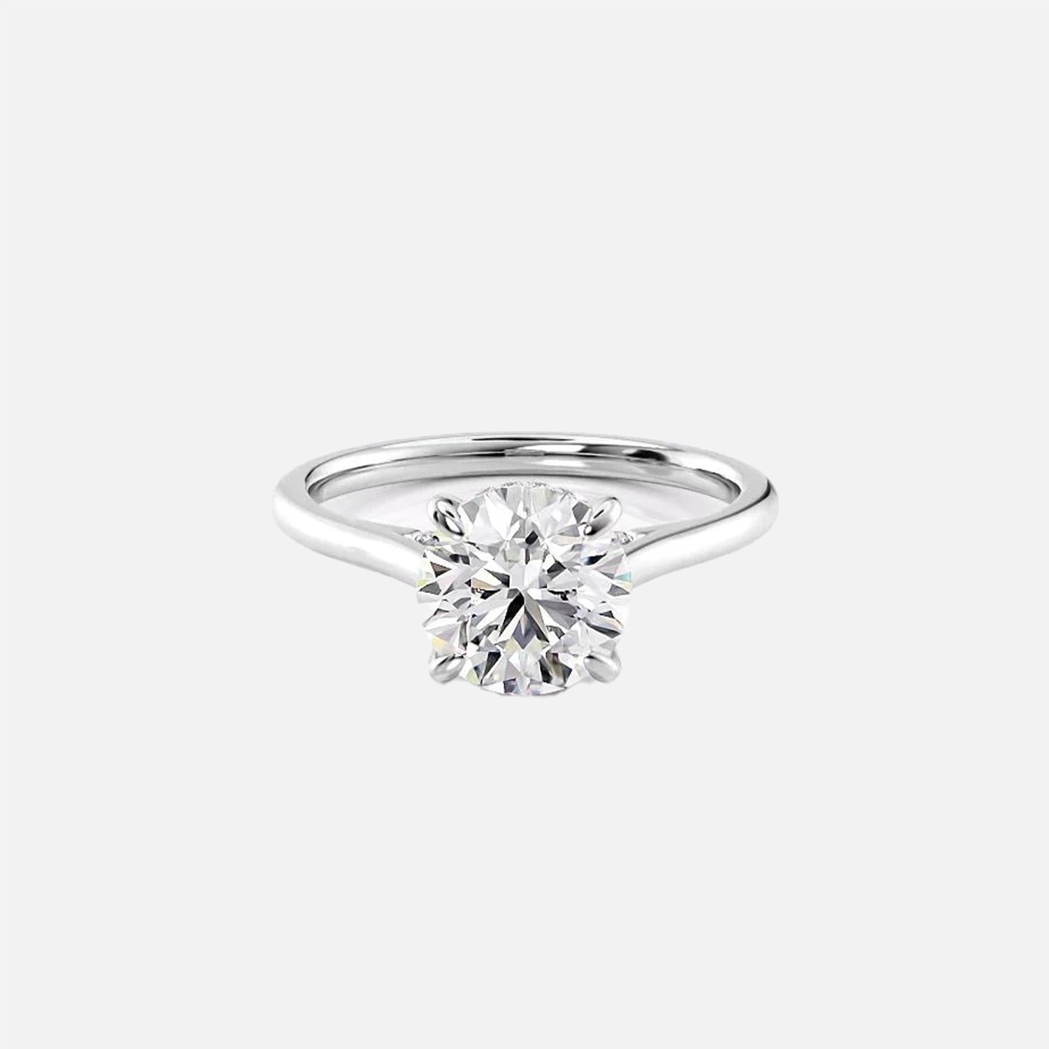  The Solitaire Natalie Round Moissanite Ring 14k White Gold 001