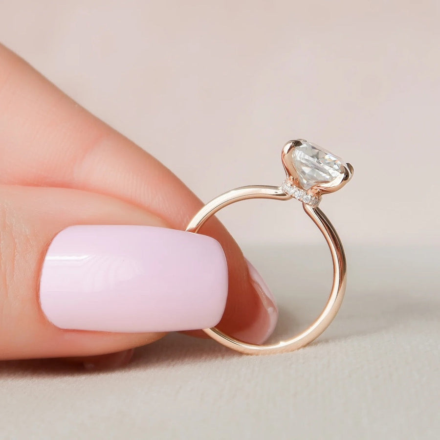  The Solitaire Nelly Cushion Lab Diamond Ring 14k Rose Gold 004 Final