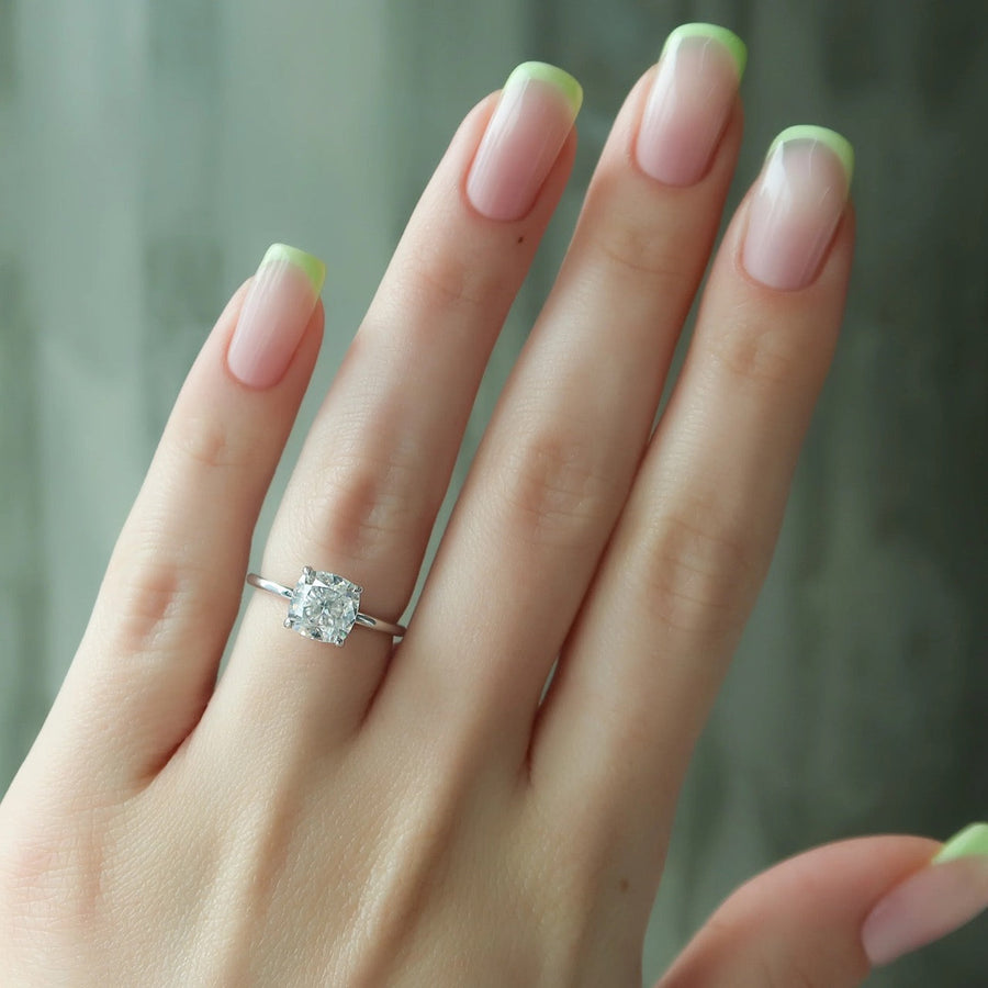  The Solitaire Nelly Cushion Lab Diamond Ring 14k White Gold 003