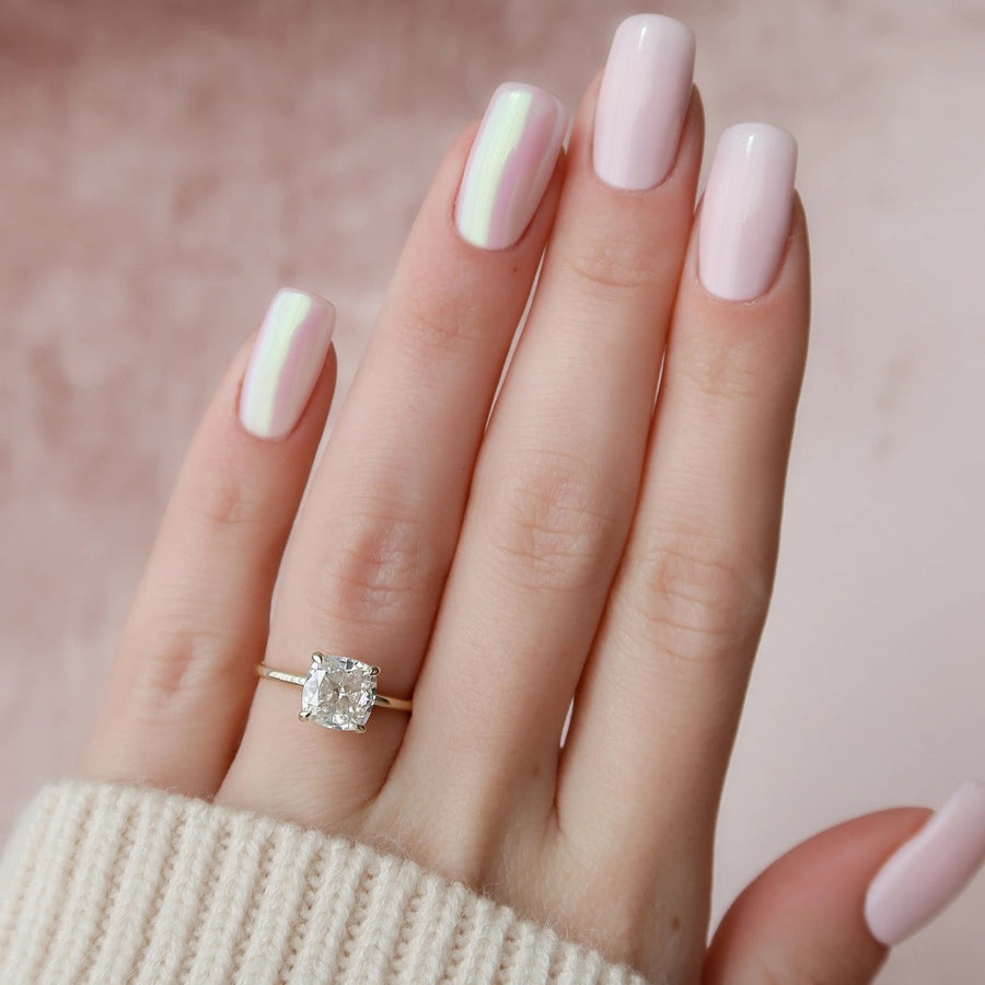  The Solitaire Nelly Cushion Lab Diamond Ring 14k Yellow Gold 003