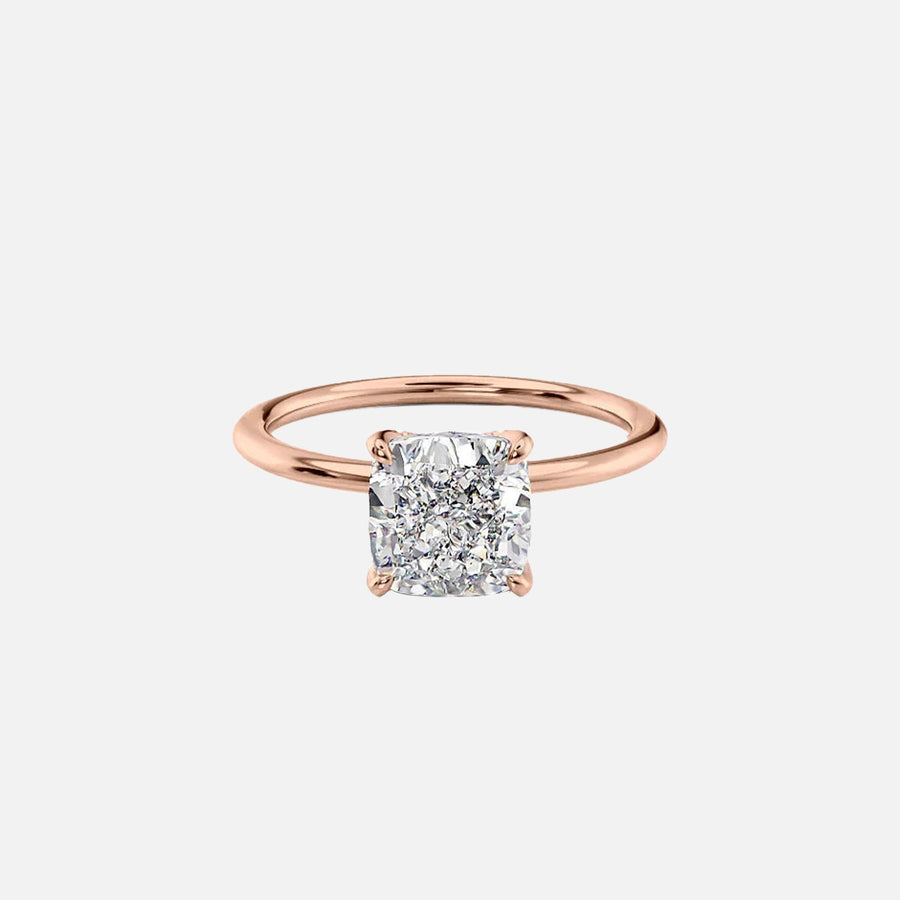  The Solitaire Nelly Cushion Lab Diamond Ring 18k Rose Gold 001