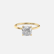  The Solitaire Nelly Cushion Lab Diamond Ring 18k Yellow Gold 001