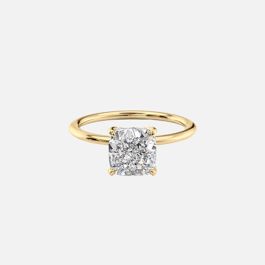  The Solitaire Nelly Cushion Lab Diamond Ring 18k Yellow Gold 001