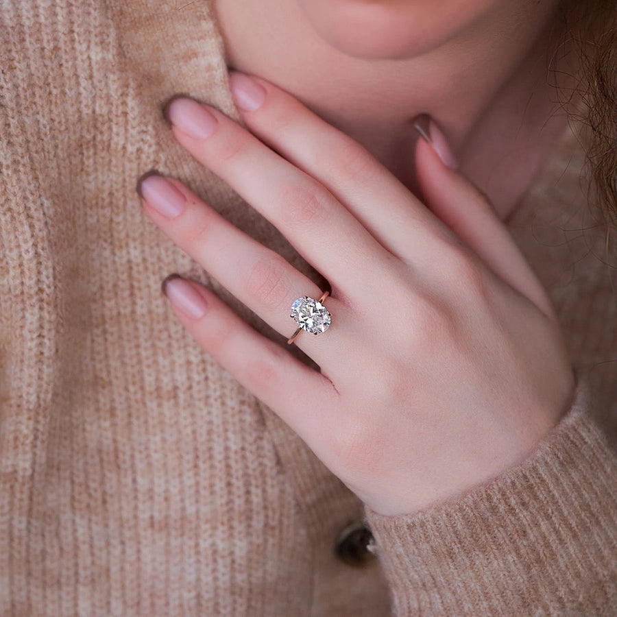  The Solitaire Nelly Oval Lab Diamond Ring 14k Rose Gold 003