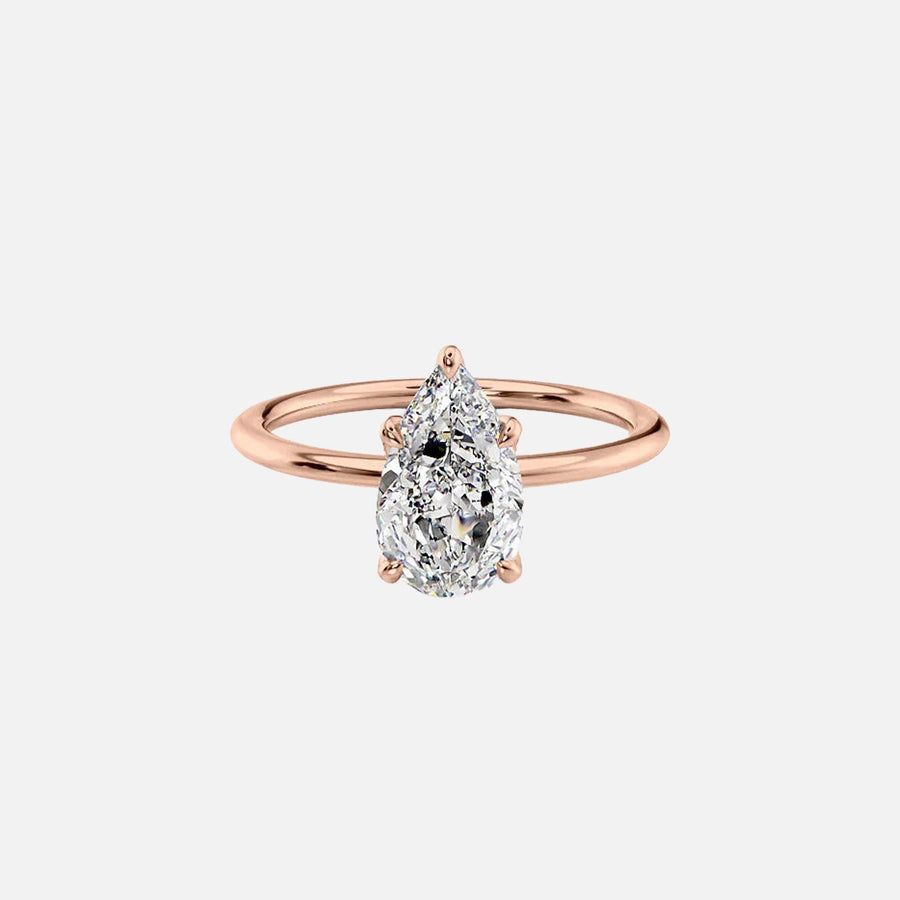  The Solitaire Nelly Pear Lab Diamond Ring 14k Rose Gold 001