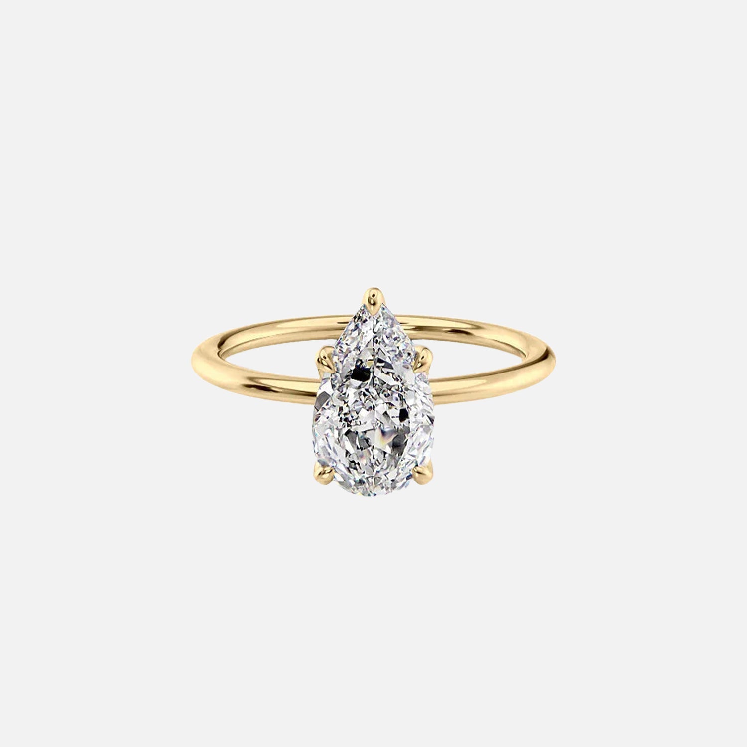 The Solitaire Nelly Pear Lab Diamond Ring 14k Yellow Gold 001