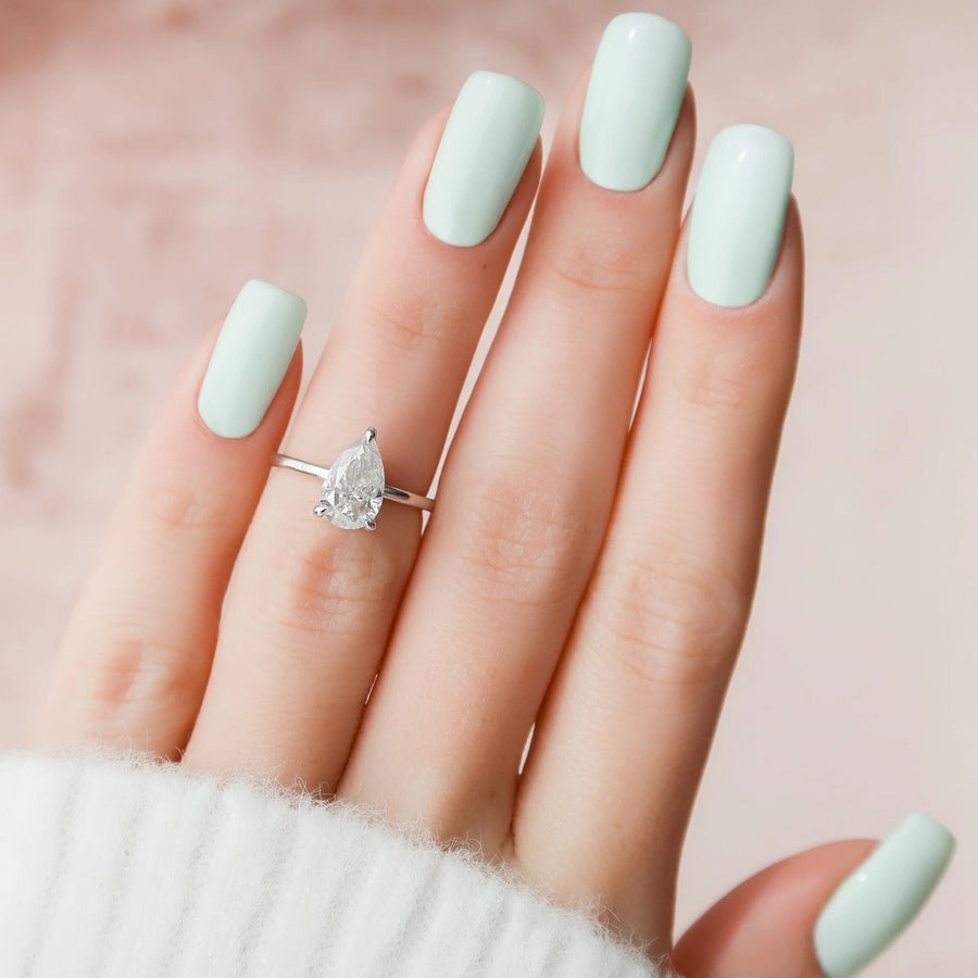  The Solitaire Nelly Pear Lab Diamond Ring 18k White Gold 003