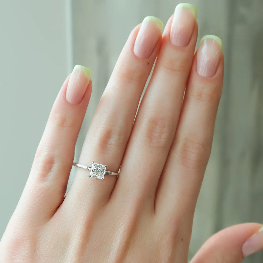  The Solitaire Nelly Princess Lab Diamond Ring 18k White Gold 003