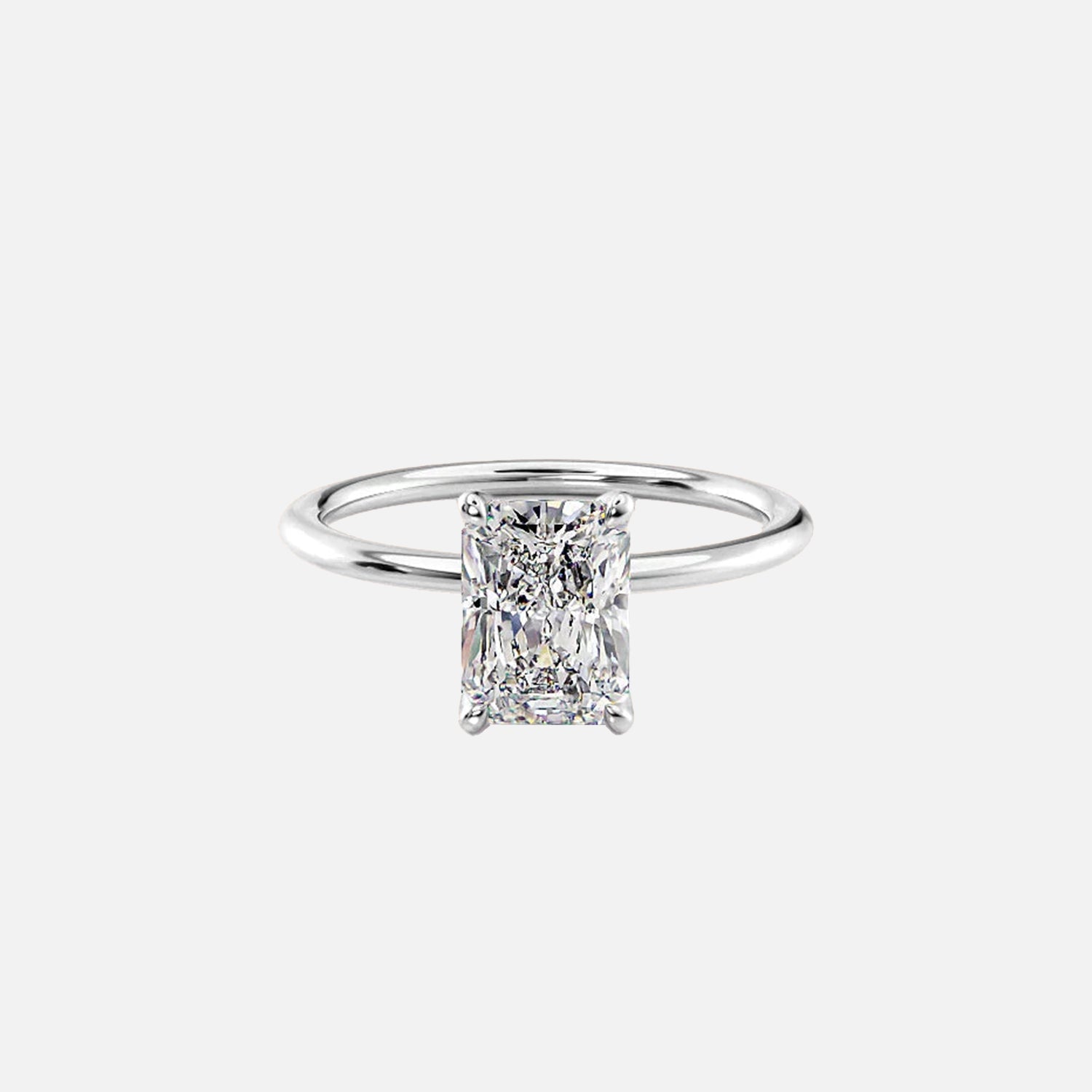  The Solitaire Nelly Radiant Moissanite Ring 14k White Gold 001