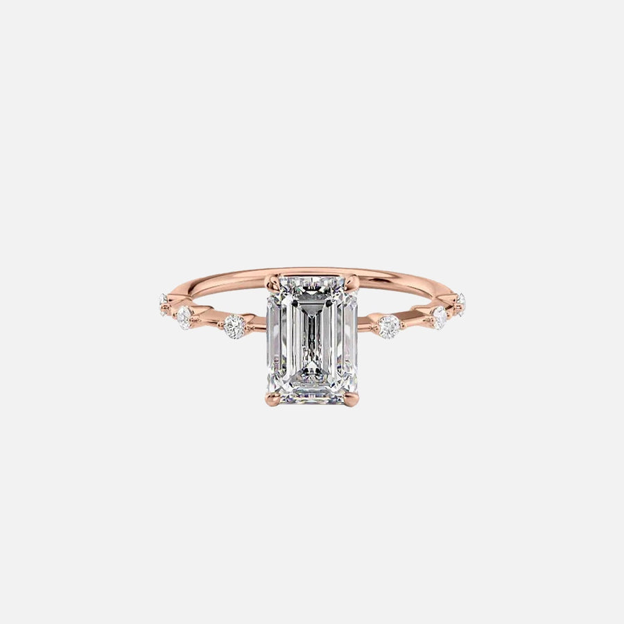  The Solitaire Penelope Emerald Lab Diamond Ring 18k Rose Gold 001