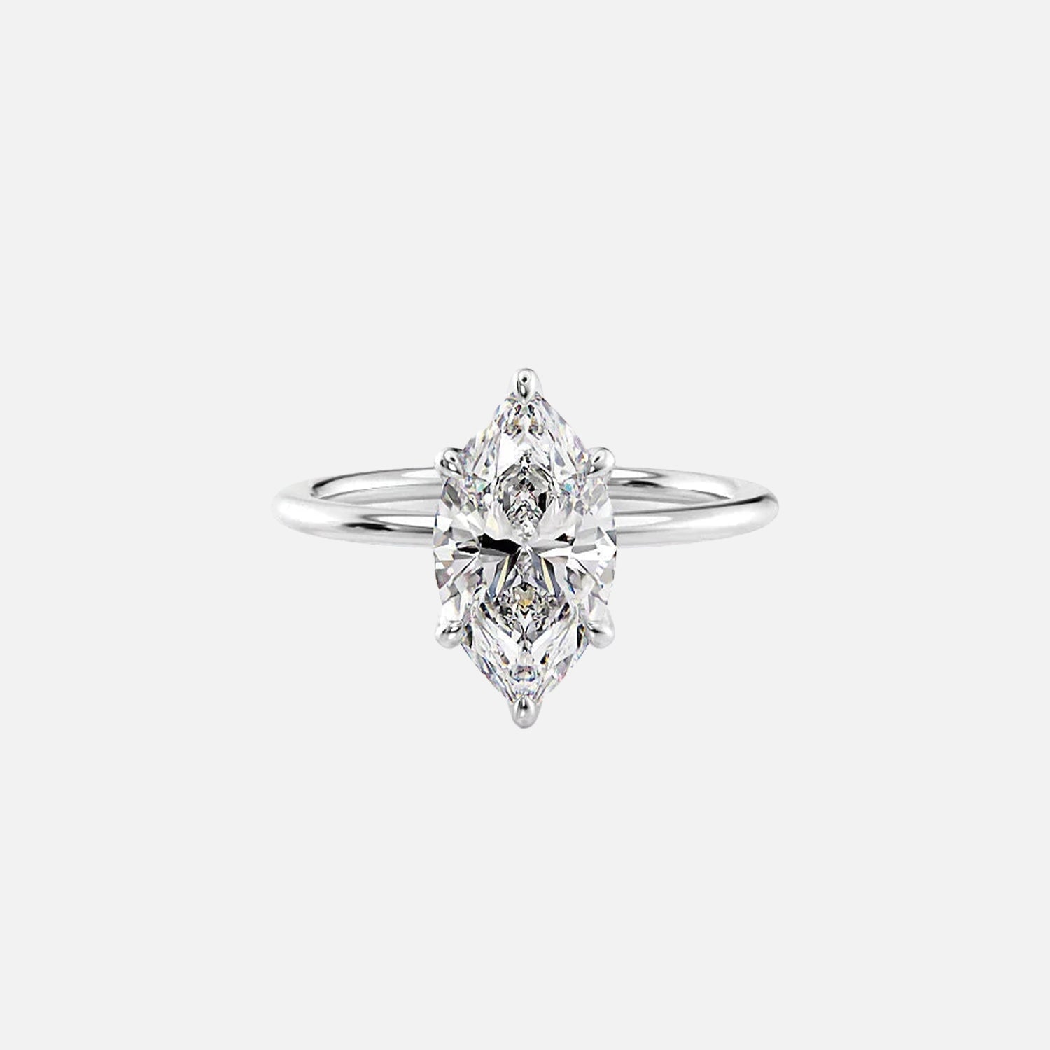 The Solitaire Petal Kamellie Marquise Moissanite Ring 14k White Gold 001