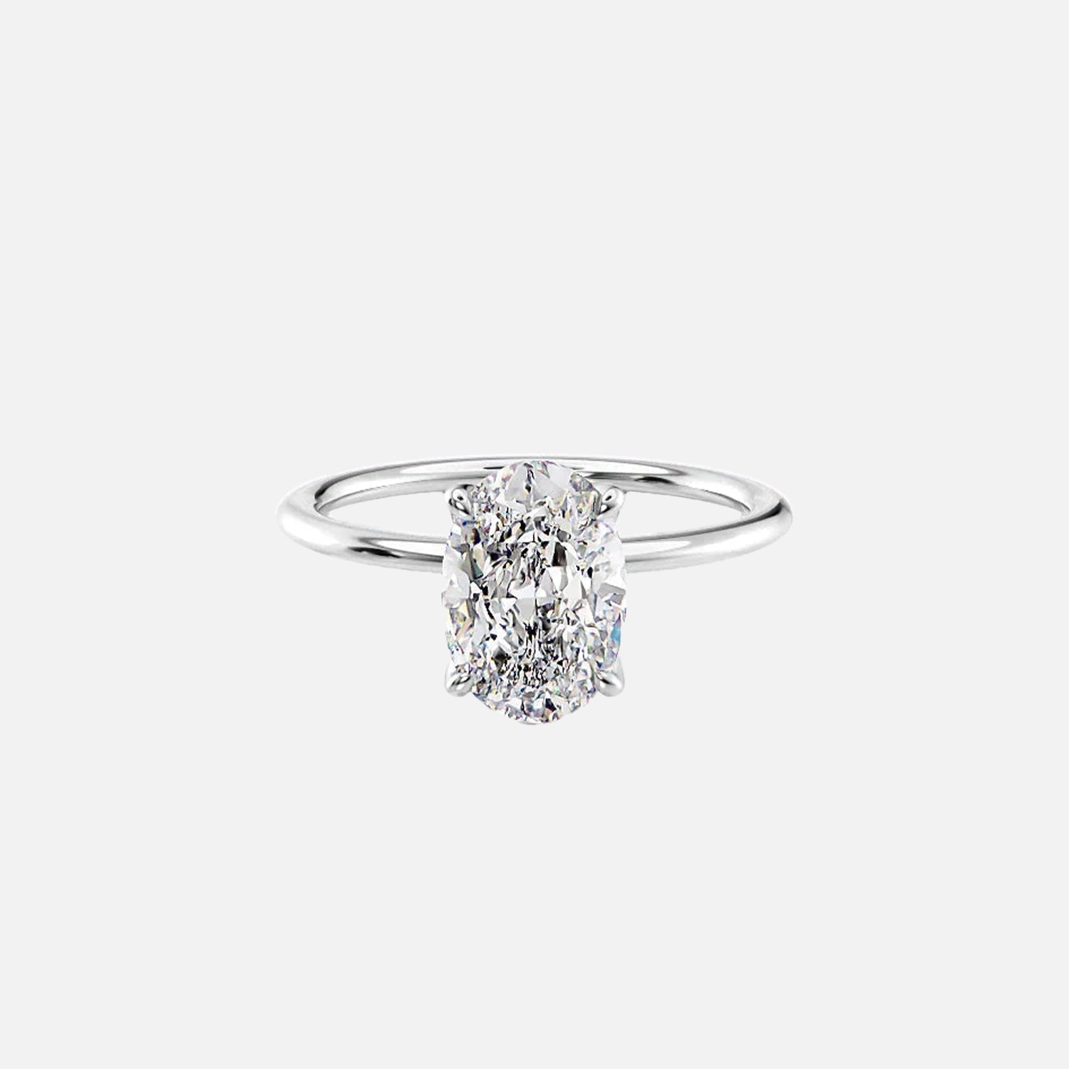  The Solitaire Petal Kamellie Oval Moissanite Ring 14k White Gold 001