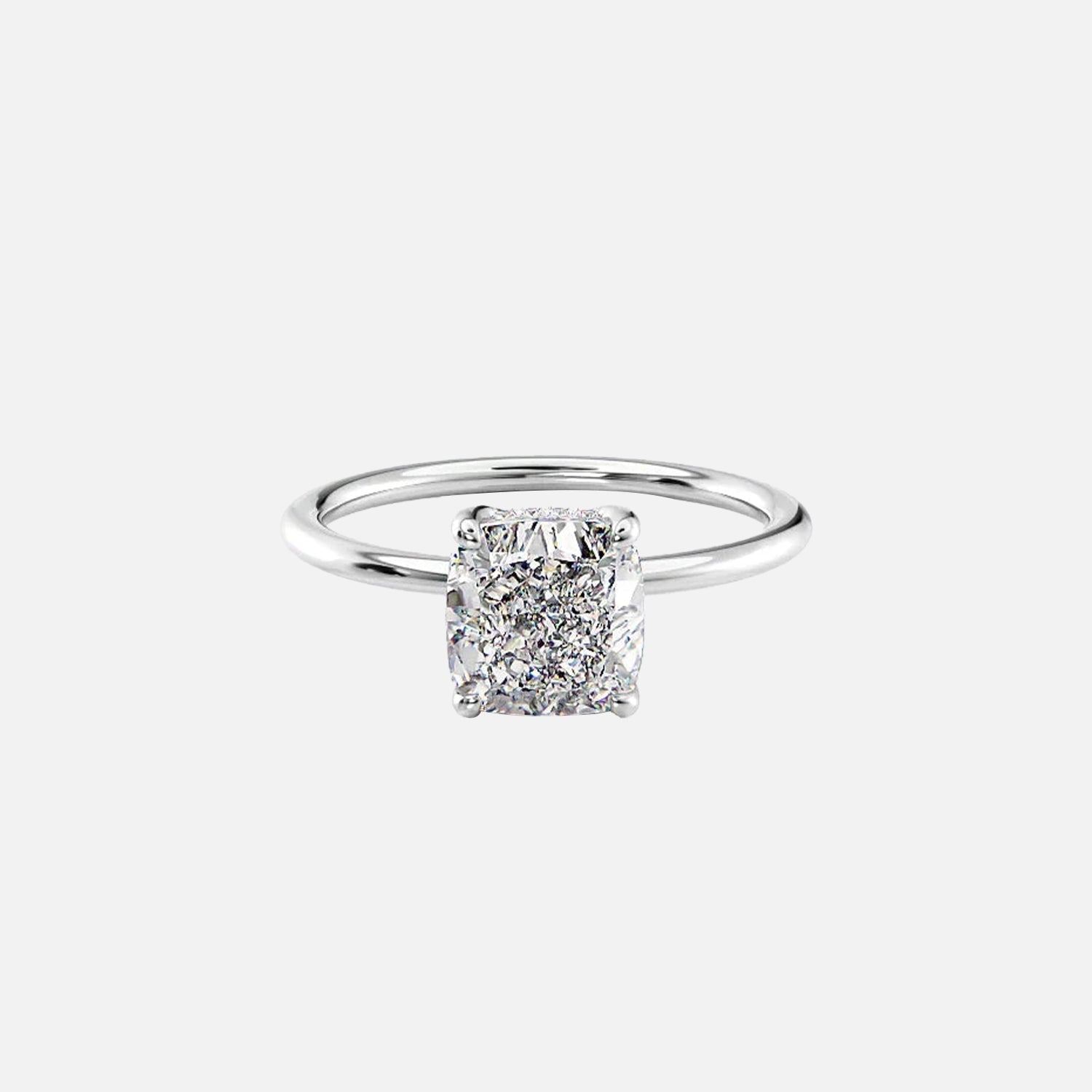  The Solitaire Sarah Cushion Moissanite Ring 14k White Gold 001