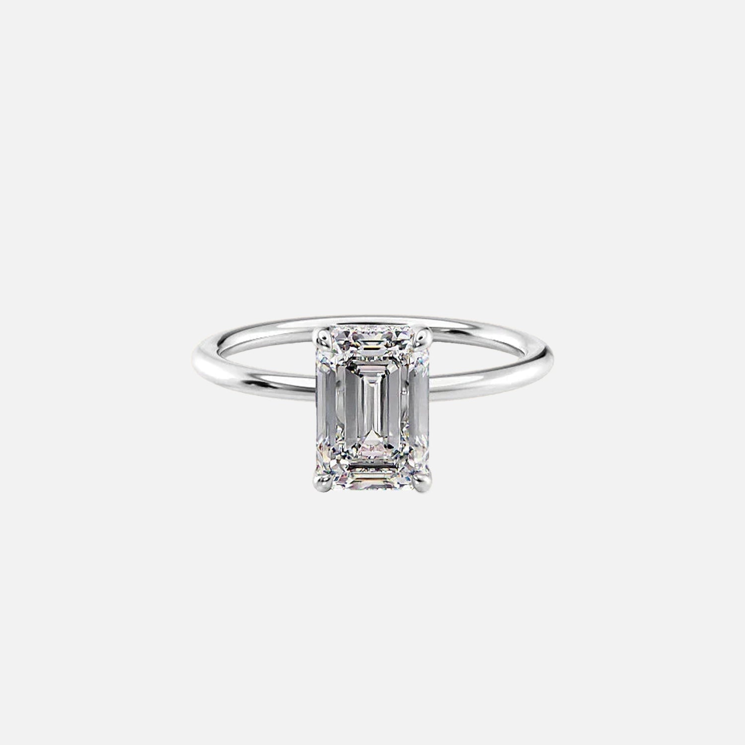  The Solitaire Sarah Emerald Moissanite Ring 14k White Gold 001